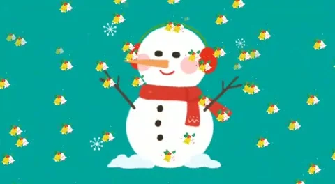 Green Screen Christmas Animated Background- Snowman Bells Rain Stock Footage 220137849