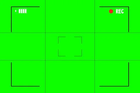Green screen chroma key background, viewfinder camera frame, video film screen Stock Illustration