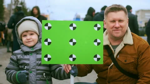 Green screen chroma key empty space banner, blank place with tracking points. Stock Footage 166289051