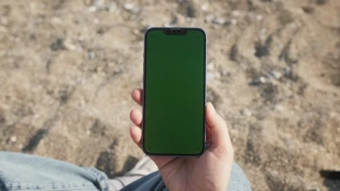 Green Screen chroma key Handheld Smartphone. Travel with phone concept Stock Footage 248446938
