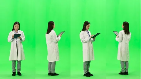Green Screen Chroma Key Split Screen Scientist Using Devices Video stock 319829432