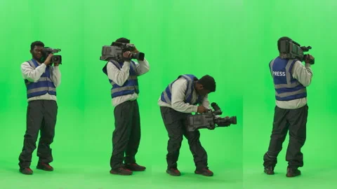 Green Screen Chroma Key SPlit Screen Cameraman Stock Footage 319829562
