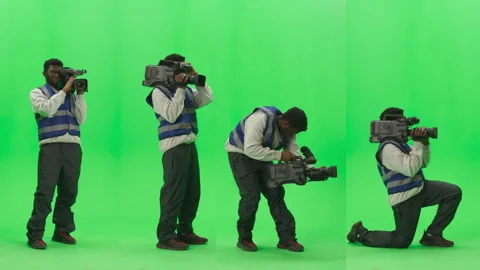 Green Screen Chroma Key Split Screen Cameraman Stock Footage 319829574
