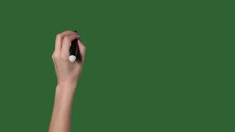 Green screen. Chromakey. Female left hand writes a marker on the wall. Stock Footage 106117640