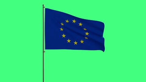Green screen chromakey flag of EU (European Union) animation Stock Footage 172523813