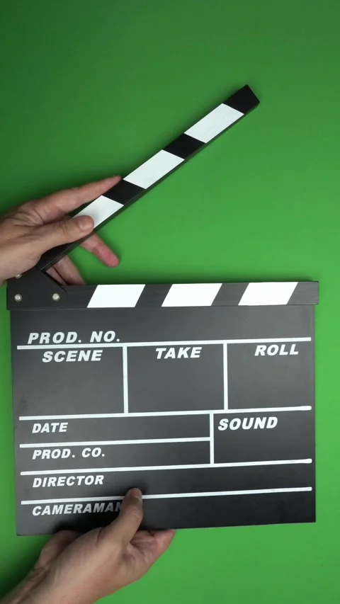 Green Screen Cinema Clapper Board on Hands Stock Footage 282610605
