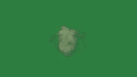 Green screen circle cloud in the middle floating is smoke coming out of frame Stockbeeldmateriaal 335696281