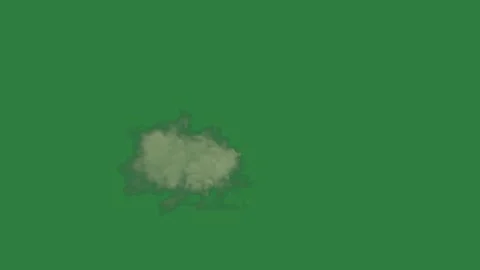 Green screen circle cloud in the middle floating is smoke coming out of Stockbeeldmateriaal 335696284
