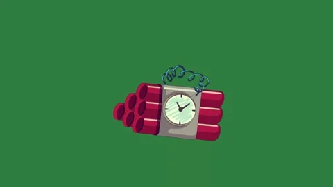 A green screen with clock on it and an image of background red gift box alarm Vidéo 335069250