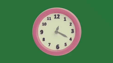 A green screen with clock on it and pink ring animated chromakey background Stock Footage 335937611