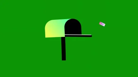 Green screen colorful mailbox image paper plane pink bird black hat wallpaper Stockbeeldmateriaal 314070440