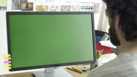 Green screen computer display placed on ... | Stock Video | Pond5