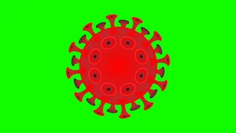 Green screen, the corona virus symbol alone is spinning, loop Stock Footage