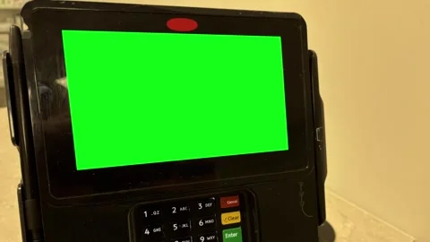 Green Screen Credit or Debit Card Transaction Device at Retail Store Stock Footage 325591184