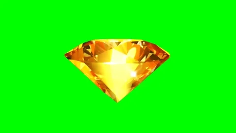 Green screen | croma key 3D Gold diamond Stock Footage 197642430