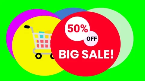 Green screen | croma key 50 OFF BIG SALE With floating background Stock Footage 198718229