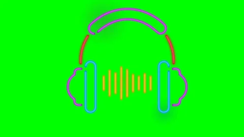 Green screen | croma key animation headphones Stock Footage 197654034