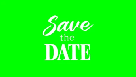 Green screen | croma key Teks save and date Stock Footage 197738280