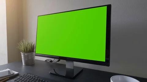 Green screen desktop set on table 库存影片 76142876