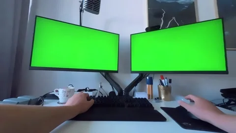 Green screen desktops - home office Stock Footage