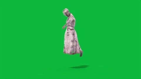 Green Screen Diabolical Nurse Attacks front Horror Halloween 3D Animations R Stock Footage 318301266