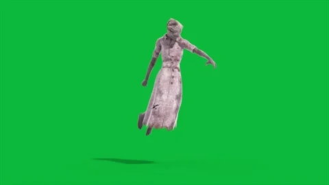 Green Screen Diabolical Nurse Attacks side Horror Halloween 3D Animations Re Stock Footage 318301329