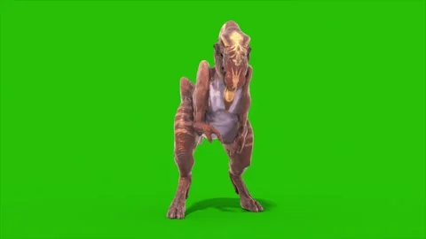 Green Screen Dinosaur Dilophoraptor Attack Front 3D Rendering Jurassic Anima Stock Footage 340042026