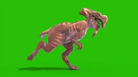 Green Screen Dinosaur Dilophoraptor Runcycle Loop Side 3D Rendering Jurassic Stock Footage 340042031