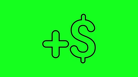 Green screen displays dollar sign and plus symbol Stock Footage 346530716