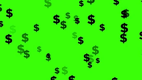 Green Screen Dollar Sign Particles Loop – 4K Animation Stock Footage 314024264