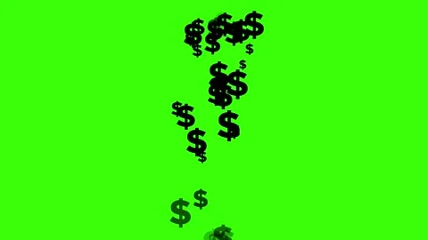 Green Screen Dollar Sign Particles Loop – 4K Animation Stock Footage 314024265