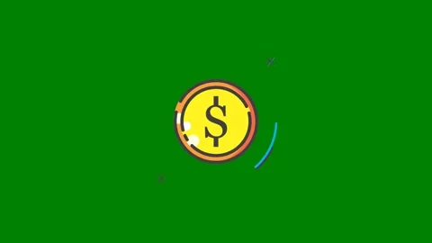 Green screen dollar symbol clock sign background coin center animated chromakey Stock Footage 314063845