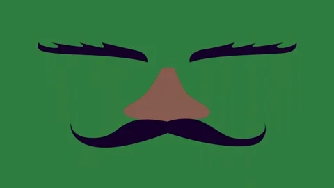 Green screen the face of man mustache emotion figure cartoonish creative style Stock Footage 335147313