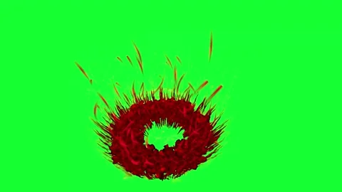 Green Screen Fiery Implosion Effect Stock Footage 264633746