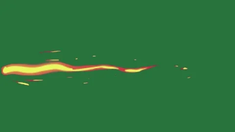 A green screen with fire in the middle and yellow flame on it background white Vidéo 335682682