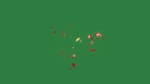 A green screen with fire in the middle and on it bunch of flowers red Stock Footage 335978004