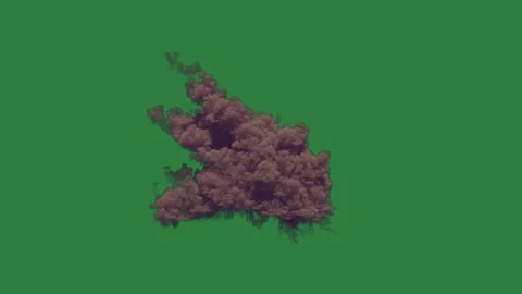Green screen fire on the sky is large explosion of smoke lot black an cloud Stock Footage 336049482