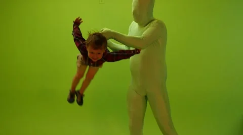 Green Screen Flying Toddler. Stock-Footage 48981241