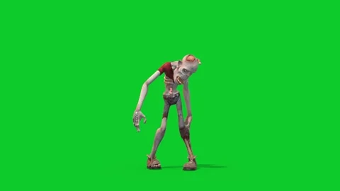 Green Screen Funny Zombie Attacks Front Loop Halloween Horror 3D Animations Vídeos de archivo 289387484