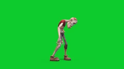 Green Screen Funny Zombie Attacks Side Loop Halloween Horror 3D Animations R Vídeos de archivo 289387494