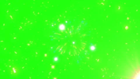 Green screen with glowing golden sparkles and floating dust particles moving Stock Footage 345138073