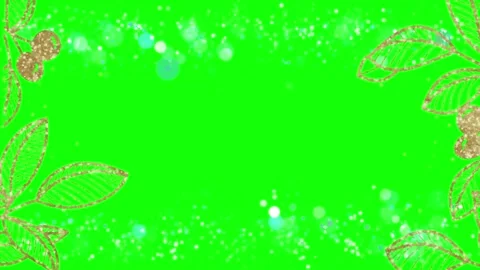 Green screen with gold leaf design Video stock 338178776