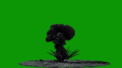 Green screen gorill statue man black tree in middle pile rocks explosion Stock Footage 314068081