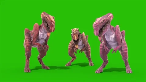 Green Screen Group Dinosaur Dilophoraptor Idle 3D Rendering Jurassic Animati Stock Footage 340042033
