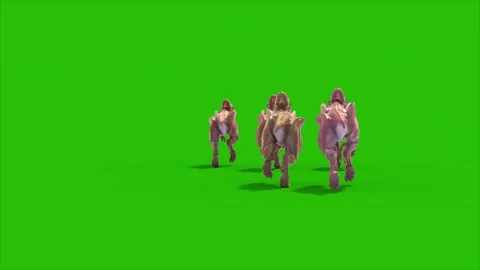 Green Screen Group Dinosaur Dilophoraptor Runs Back 3D Rendering Jurassic An Stock Footage 340042036