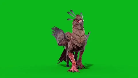 Green Screen Gryphon Walks Front Mythological Creature 3D Animation CGI Rend Stock Footage 332766635
