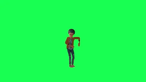 Green screen half-breed boy dancing in the party chroma key front angle Stock Footage 259823939