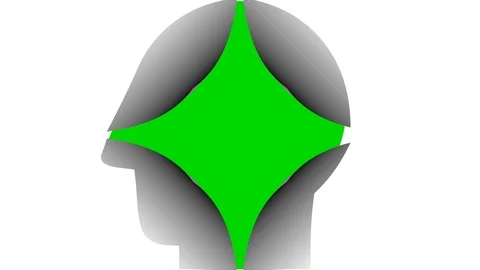 Green screen head appeared behind the four parts split white Video stock 88474435