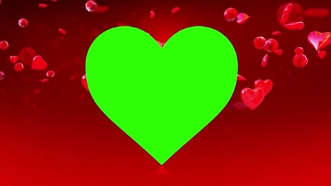 Green Screen Heart Frame Animation with Romantic Red Background Stock Footage 319859623