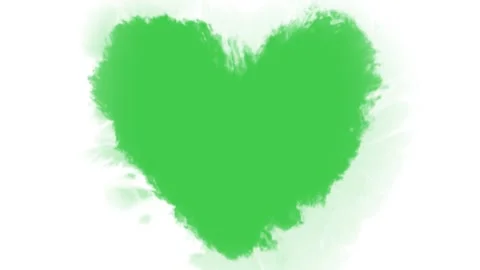 Green Screen Heart Frame with Ink Smoke Transition Horizontal Overlay Stock Footage 344730738